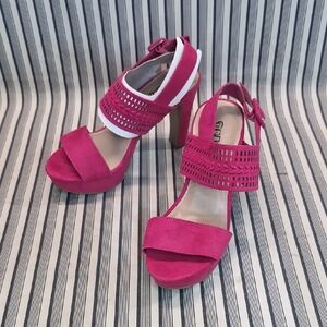 Brash Pink Platform Heels Size 6.5 Open Toe Ankle Strap NWOB